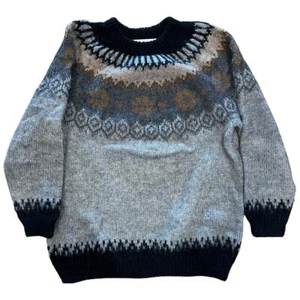 Alpacas Americanas Womens Peru Sweater Gray Brown Black Pull Over Lg/XL Thick - Picture 1 of 8