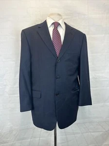 Burberry Men's Dark Navy Blue Black Stripe Wool Blazer 41R $2,195 - Picture 1 of 11