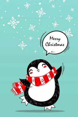 Pintura de animal de Natal com estola de pinguim impressão arte de parede - POSTER 20x30 - Imagem 1 de 3