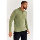 Coolibar Mens L Green UPF 50+ Coppitt Long Sleeves Weekend Polo Shirt Pullover