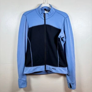 VTG Patagonia Wind Shield Jacket Women M Periwinkle Blue Black USA Made Gorpcore - Picture 1 of 8