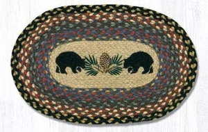 2 piezas de mantel ovalado de yute trenzado/trivet/swatch. OSOS NEGROS. "Alfombras de tierra de 10"" x 15" - Imagen 1 de 1