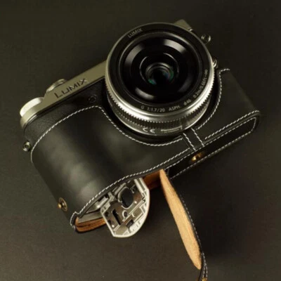 Nueva Funda Bolsa Cuero Genuino Real Media Cámara Hecha a Mano para Panasonic GX7 Foto 1 de 4