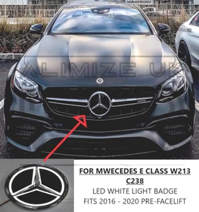 INSIGNIA EMBLEMA PARA MERCEDES CLASE E W213 C238 3D NEGRO LED E220 E250 AMG ESTILO E63 - Imagen 1 de 3