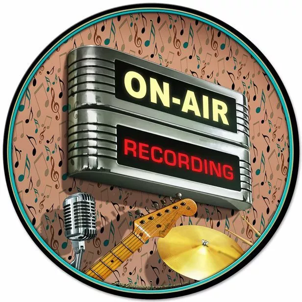 Retro Look On Air Recording Studio NEW Metal Sign 28" Diameter AMERICAN STEEL  - Image 1 of 1