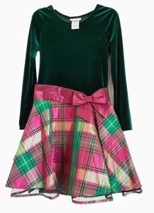 Bonnie Jean Girls Velvet Christmas/Holiday Plaid Taffeta Dress Size 14 NWT - Picture 1 of 3
