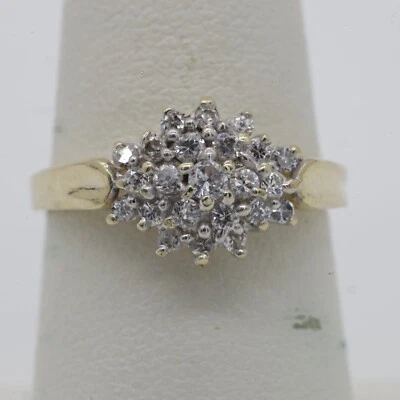 .2TCW Diamond Cluster Ring 14K Solid Two-Tone Gold Sz7 / 3.2g - Image 1 of 4