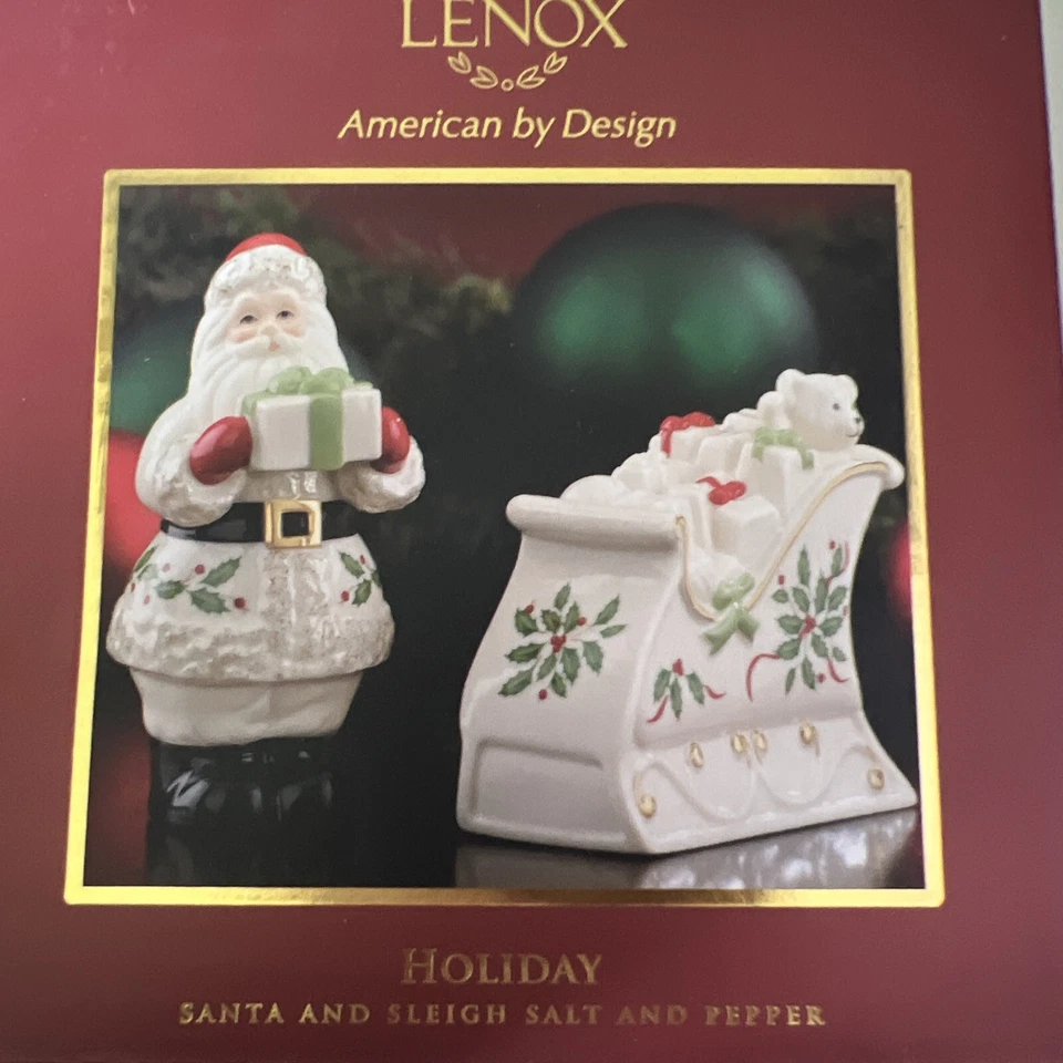 Lenox American by Design Holiday Santa & Sleigh Salt and Pepper Set