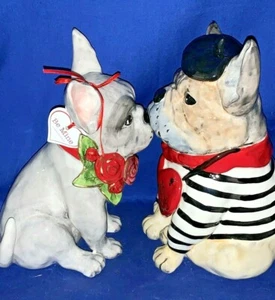 Blue Sky Heather Goldminc FRENCH BULLDOG French Kiss Boy Girl NEW Figurine ❤️m17 - Picture 1 of 12