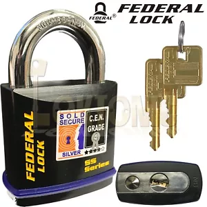Federal FD730 Sold Secure Silver CEN 4 Solid Steel Heavy Duty Padlock - Picture 1 of 2