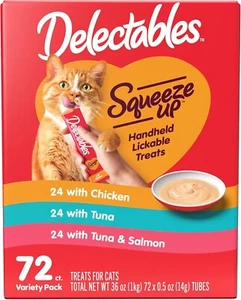 Hartz Delectables Squeeze up Variety Packs Interactive Lickable Wet Cat Treats, - Picture 1 of 8