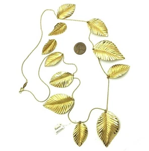 Napier Frosted Leaves Necklace Earrings Set Vintage 1981 - Picture 1 of 12