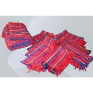 Woven Red Striped Tablecloth w/11 Matching Mats - Picture 1 of 5