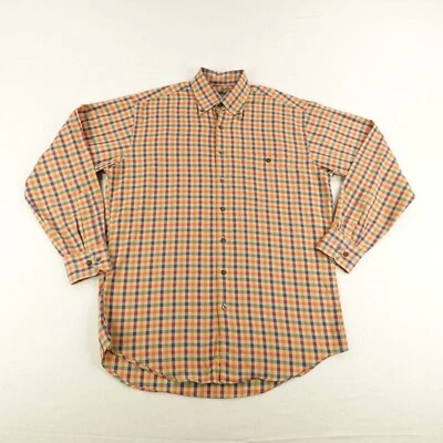 J Press Shirt Mens Medium Red Blue Orange Plaid Twill Button Up Long Sleeve - Image 1 of 4