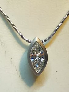 Solitär Brillant Platin Anhänger 1,20 Ct 585 Weiß Gold Kette - Bild 1 von 8