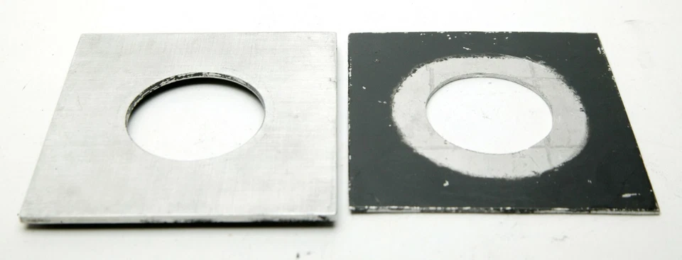 FOR Calumet 2 Homemade Metal Lens Boards 4x4" w/Holes 45mm & 48mm f/Old Shutters - Image 1 of 1