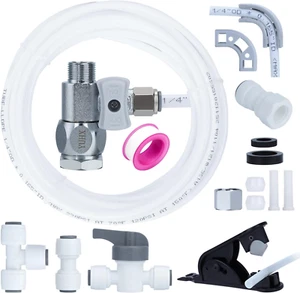 Refrigerator Water Line Kit Connection and 1/4 Compression Ice Maker Installatio - Picture 1 of 12