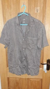 Herren Dunnes Stores Kurzarm Hemd - Relaxed Fit, Größe L, Braun Baumwolle,... - Bild 1 von 7