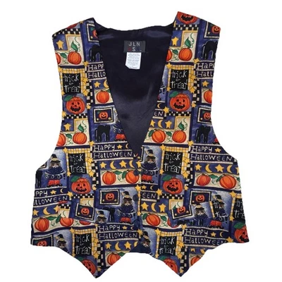 Chaleco De Colección JLN EE. UU. Halloween Años 90 Calabaza Jack O Linterna Bruja Gato Mujer Grande Foto 1 de 4
