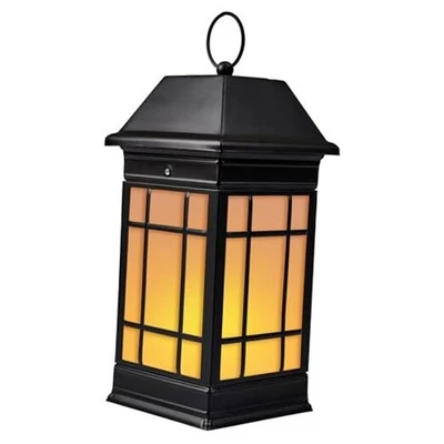Linterna Solar 14" Exterior Impermeable, Vidrio Parpadeante Llama Solar Negro02 Foto 1 de 4
