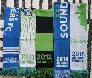 5 Adidas MLS Seattle Sounders FC Acrylic Scarf Soccer Ticket Alliance Member - Picture 1 of 11