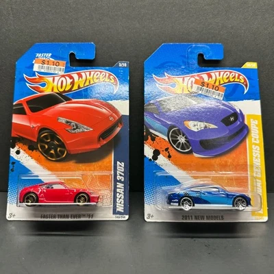 Hot Wheels Hyundai Genesis Coupe Blue / Nissan 350Z Red. Ship In Protectors! - Image 1 of 4