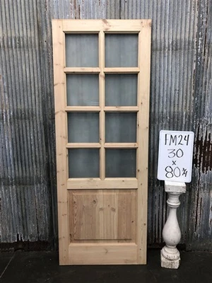 Puerta francesa de una sola puerta (30x80,75) 8 paneles puerta de vidrio esmerilado estilo europeo FM24 Foto 1 de 4