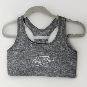 Nike Sports Bra Womens Large Gray Pink Logo Swoosh Racerback Running Workout - Picture 1 of 8