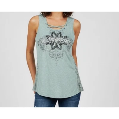 Top Harley Davidson Y2K para mujer con cordones gráfico estrás Bikercore L RARO Foto 1 de 4