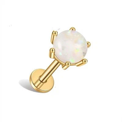 Pin de empuje de ópalo rosa de 18 g Labret Stud • Flor de 18 g pequeña Tragus stud • Foto 1 de 2