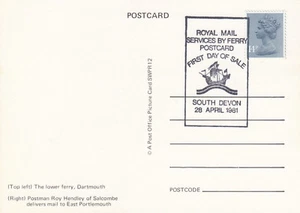 (14110) GB Postcard Cover SWPR12 Services by Ferry 1st Day Sale Devon 1981 - Picture 1 of 2