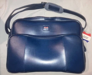 Vintage American Tourister Blue Leather Luggage - Carry On Bag JFK LaGuardia CA - Picture 1 of 8