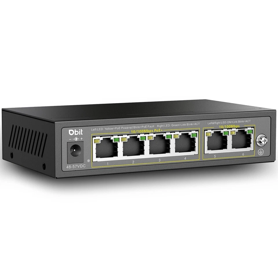 6-Port Ethernet PoE Switch with 4 Ports PoE+, 2*Fast Ethernet Uplink 10/100Mbps - Image 1 of 4