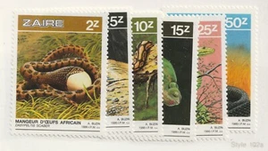 1987 Zaire Sc# 1231-36 - Indigenous Reptiles - MNH stamp set Cv$5.90 - Picture 1 of 1