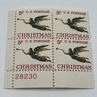 MNH US Postage 5¢ Harold Angel Christmas 4 Stamp Plate Block #28230 - Image 1 of 4