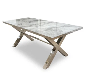 Tavolo da pranzo grande in ceramica effetto marmo 'Vanquish' Furniture Village prezzo consigliato £ 1400 - Foto 1 di 8