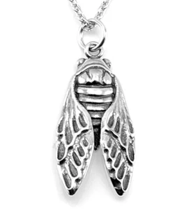 Sterling Silver Cicada Charm Pendant Necklace-925 Sterling Silver #C105 - Picture 1 of 6