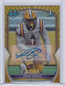 2022 Bowman Chrome University Auto Gold John Emery LSU 1st 34/50 - Picture 1 of 2