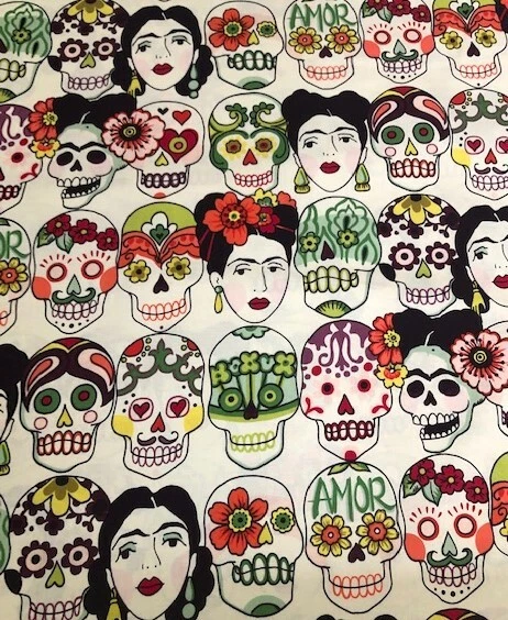 Gotas de Amor skulls Alexander Henry  fabric half yard - Image 1 of 1