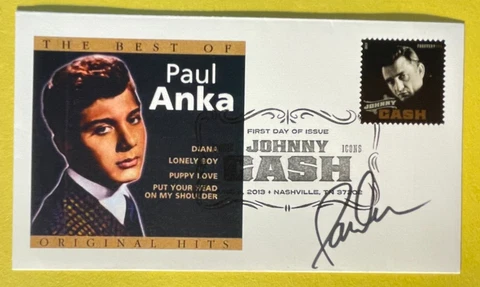 SIGNED PAUL ANKA FDC AUTOGRAPHED FIRST DAY COVER - SIGNED ON REVERSE Cover