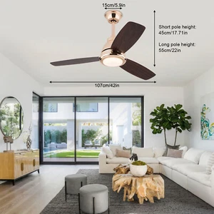 42 Inch Modern Ceiling Fan Light W/ Remote Control For Bedrooms Living Rooms - Picture 1 of 24