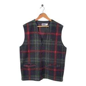 Vintage FILA Tartan Plaid Vest Jacket - Picture 1 of 12