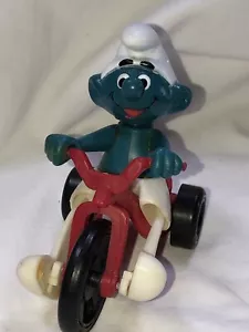 Figura de plástico vintage 1981 Helm Smurf Cycle juguete años 80 - Imagen 1 de 8