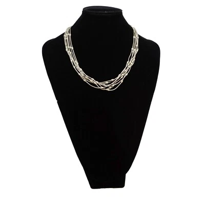 collana multifilo usata cais buone condizioni 7 fili vintage argentata - Immagine 1 di 4