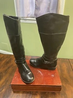 Botas de equitación altas negras NATURAL SOul para mujer, talla: 7 M, hasta la rodilla/crebilla lateral Foto 1 de 4