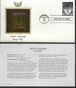 Arctic Animals--Gray Wolf--1st day issue-Golden Replica - Picture 1 of 1