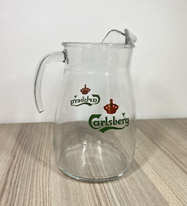 Carlsberg Lager Beer Pitcher 4 Pints Jug Man Cave Bar Clear Glass