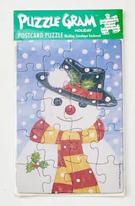 Postcard Puzzle Gram - Christmas Snowman - Mail A Puzzle - NOS - Christmas Card - Picture 1 of 3