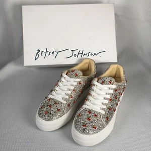 Betsey Johnson Sidny Strass Silber Chrerries Sneaker Tennisschuhe Größe 8 - Bild 1 von 12