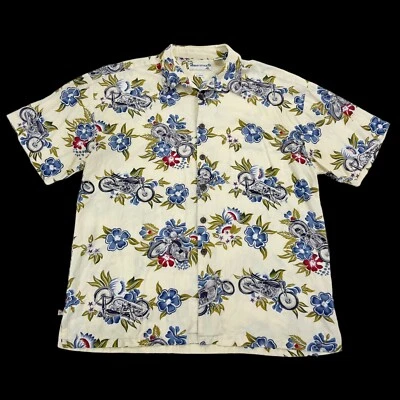 Robert Stock 夏威夷岛摩托车衬衫营地人造丝混纺 XL 码 — 第 1/4 张图片